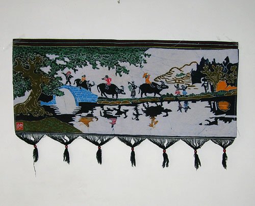 chinese batik art mural painting - tiller return