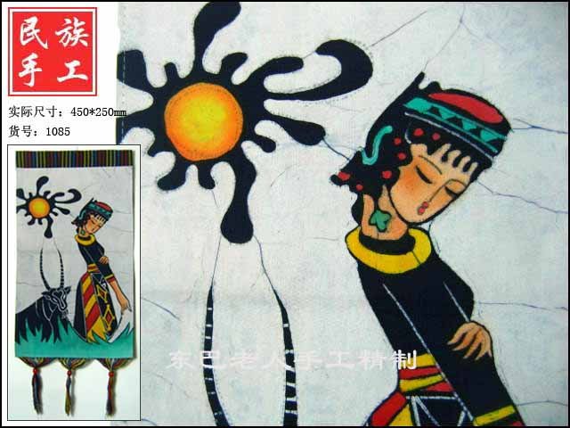 chinese batik art mural painting- leisurely shepherdess