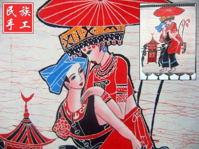 chinese batik art mural painting, wall hanging-wive