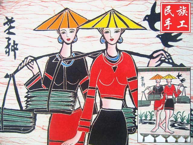 chinese batik art mural painting, wall hanging-grain in ear