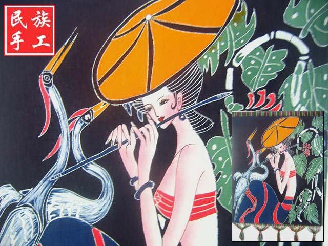 chinese batik art mural painting, wall hanging-dulcet piping