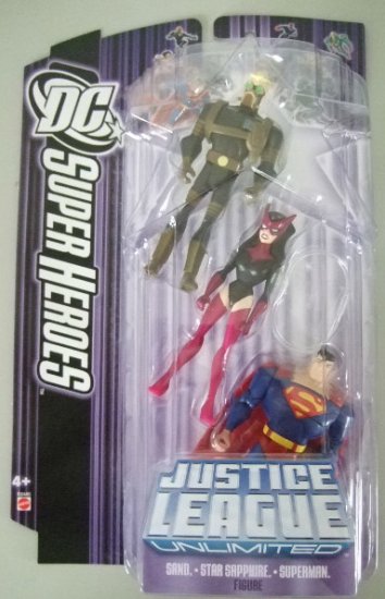DC SuperHeroes Justice League Unlimited - Sand, Star Sapphire and Superman Action Figure 3-Pack