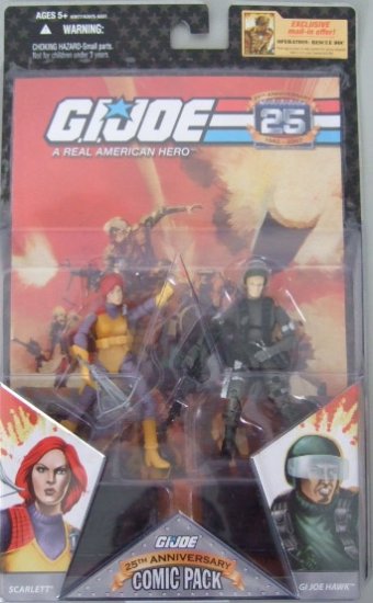 GI Joe 25th Anniversary Comic Pack - Scarlett and GI Joe Hawk Action Figure 2 - Pack
