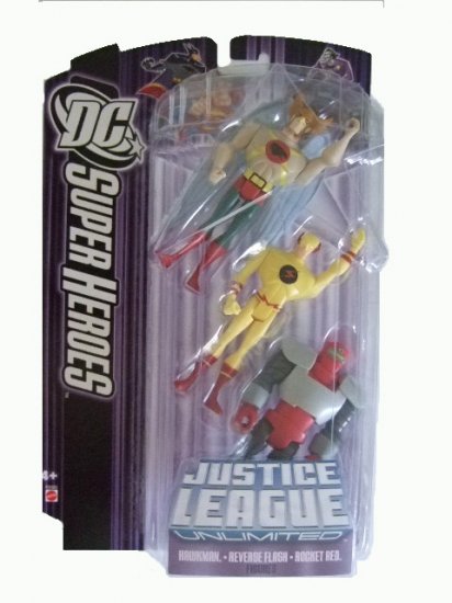 DC SuperHeroes:Justice League Unlimited - Hawkman. Reverse Flash and Rocket Red Action Figure