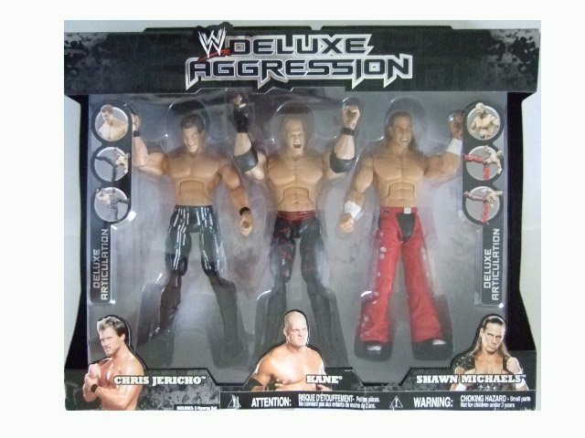 WWE Deluxe Aggression Exclusive - Chris Jericho, Kane and Shawn Michaels Action Figure Multi-Pack