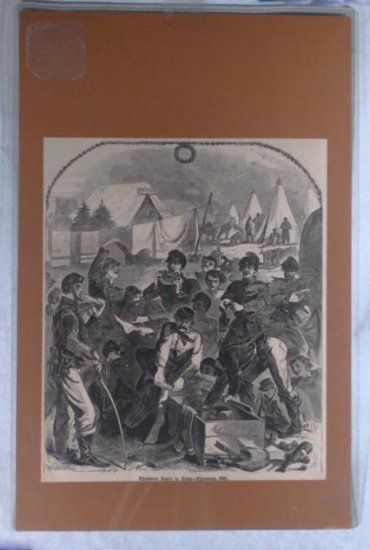 1861 Civil War WoodEngraved Winslow Homer Xmas Camp