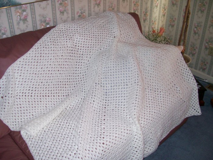 64" 64" snow white sofa afghan