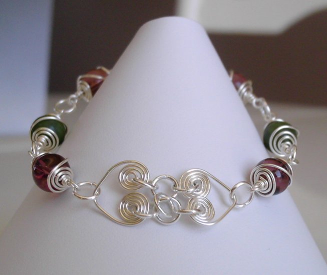 Jade and Amethyst wire wrapped bracelet