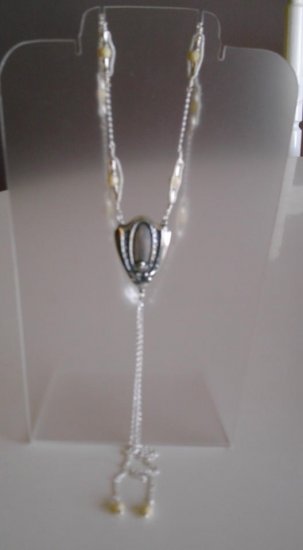 Antique ivory glass wire wrapped necklace