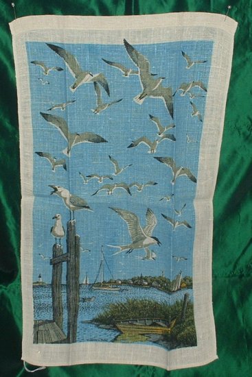 Linen Tea Towel Sailboat