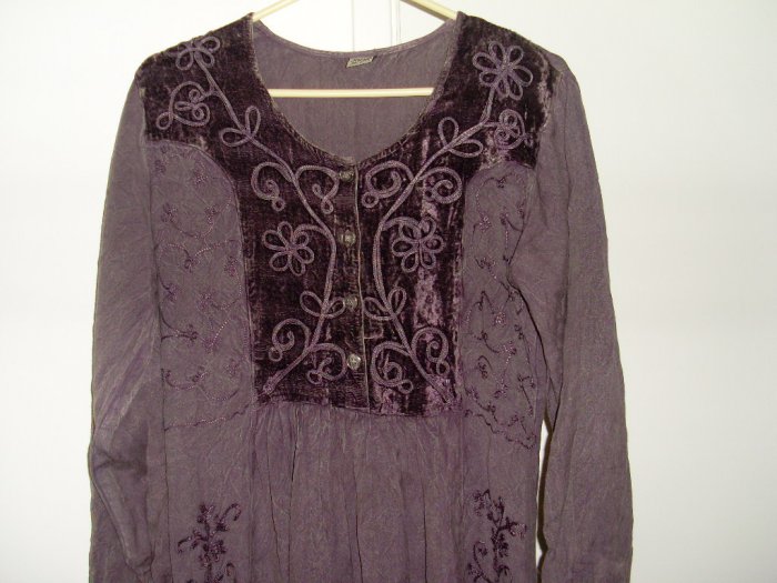 Embroidered unique purple dress