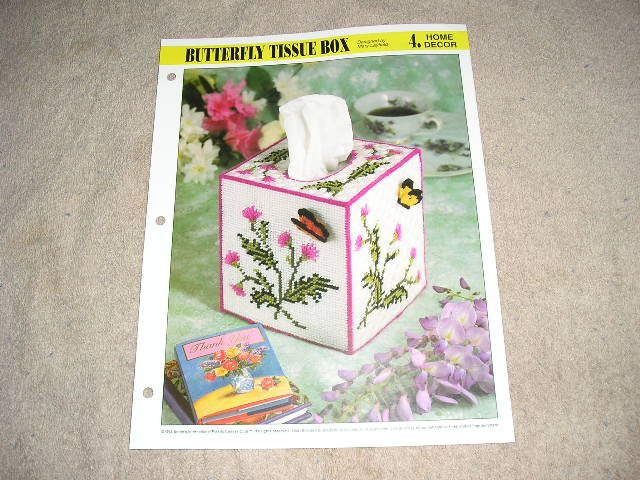 HOME DECOR - Butterfly Tissue Box Plastic Canvas Pattern
