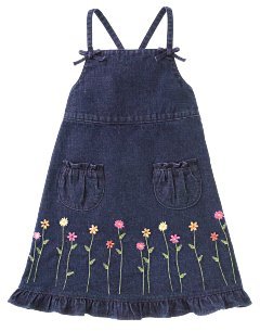 Girls Gymboree Freshly Picked Flower Border Denim Jumper Size 3