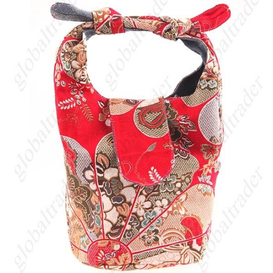 Theethical Style Ramie Cotton Handbag with Flower Prints FREE SHIPPING