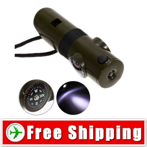 NEW Multi-function Thermometer and Compass Whistle With LED Torch