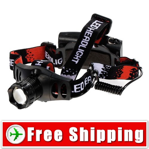 3 Mode LED Zoom Headlight Headlamp Torch Free Shipping