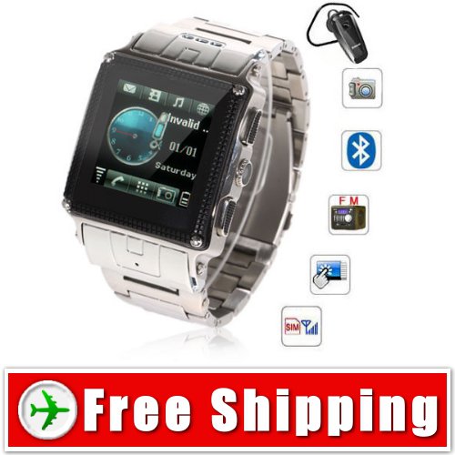 Quad Band Bluetooth Watch Phone Touch Screen FM Free Shipping