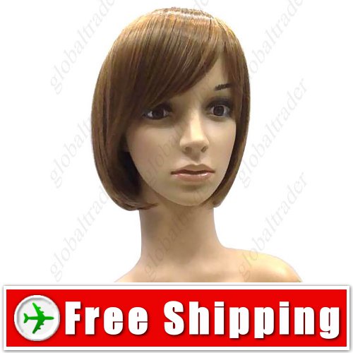 BOB Short Hair with Thick Tilted Wig Hairpiece FREE SHIPPING