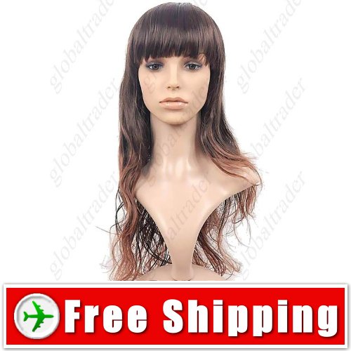 Natural Long Wavy Curly Wig with Full Bangs Hairpiece FREE SHIPPING