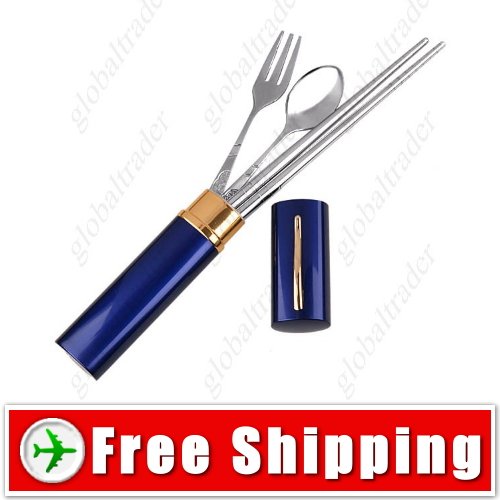 Portable Cutlery Kit Stainless Chopsticks Spoon Fork Set FREE SHIPPING