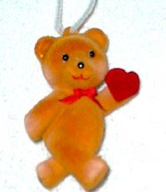 BEARS FLOCKED BROWN HEART NEW HANGING LOT OF 5 DOZEN $ 15.00