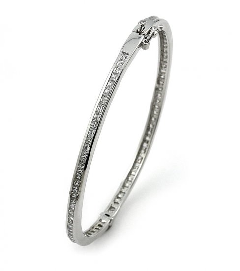 Channel Set Princess Cut Cubic Zirconia Bangle - FREE SHIPPING