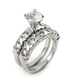 2ct Cubic Zirconia Center Stone Wedding Ring Set