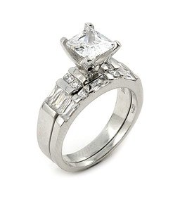 1.5ct CZ Wedding Set w/1.5ct Princess Cut Cubic Zirconia Stone