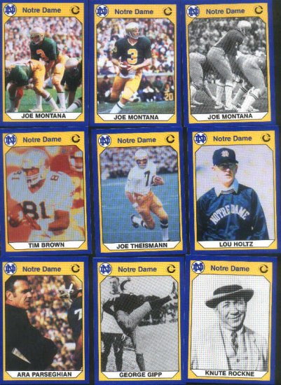 1990 Notre Dame 200 card set with 3 Montana cards
