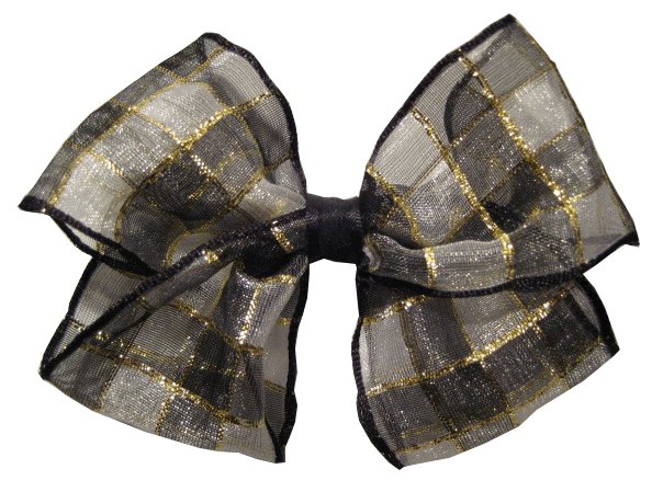 Sheer black and golden hair bow