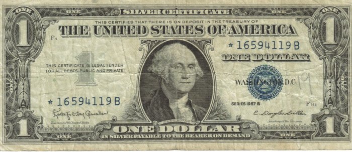 Series1957 A One Dollar Silver "Star" Certificate