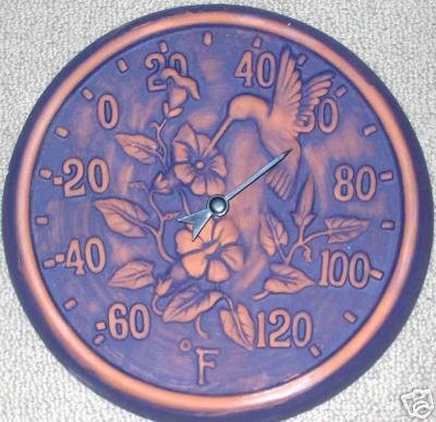 Garden Patio Terra Cotta Hummingbird Thermometer