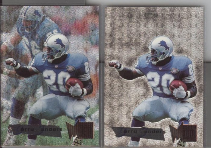 Barry Sanders (2 card lot) 95 Fleer Metal and Silver Flasher