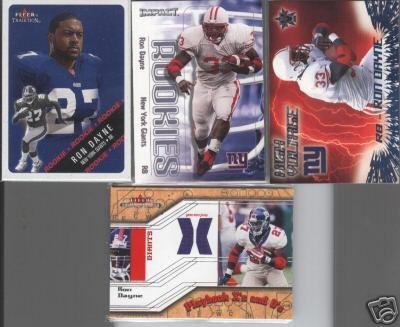 Ron Dayne 2000 Rookie LOT (3) + '02 Jersey Card