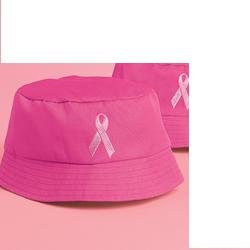 BREAST CANCER AWARENESS Pink Ribbon Embroidered Bucket Hat (NEW)