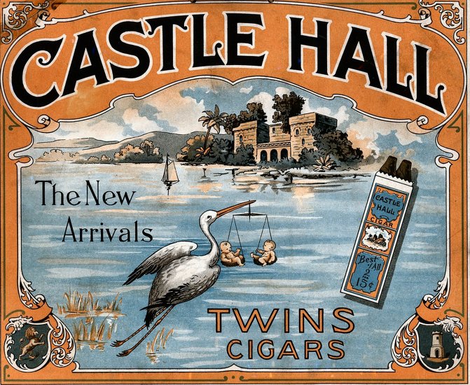 Vintage Print Reproduction Castle Hall Cigar Ad