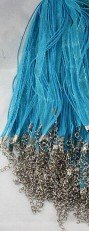 Lot of 10 Ribbon Cord Necklaces Turquoise Blue