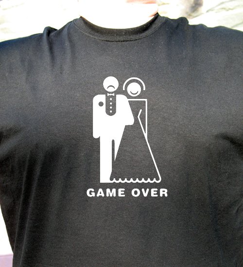 Funny Game over T shirt tee wedding just married happy bride unhappy groom