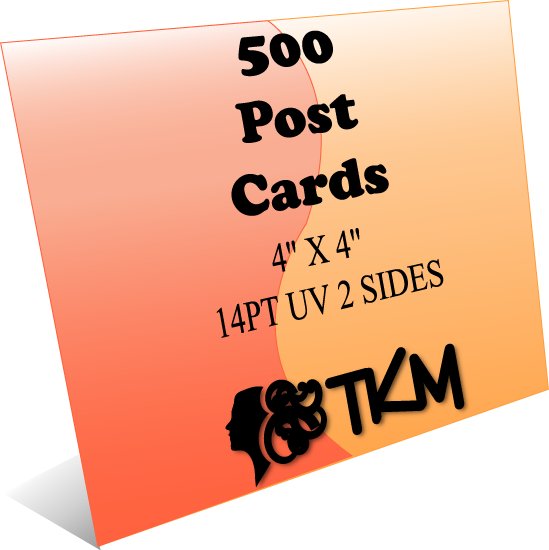 500 4x4 Post Cards 14PT Double Sided UV Coated Custom