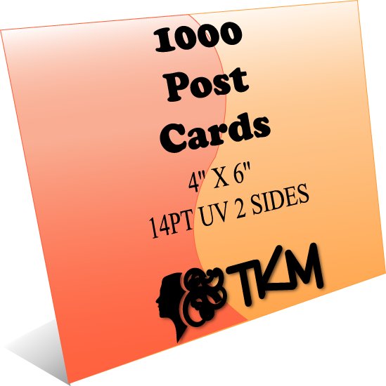 1000 4x6 Post Cards 14PT Double Sided UV Coated Custom