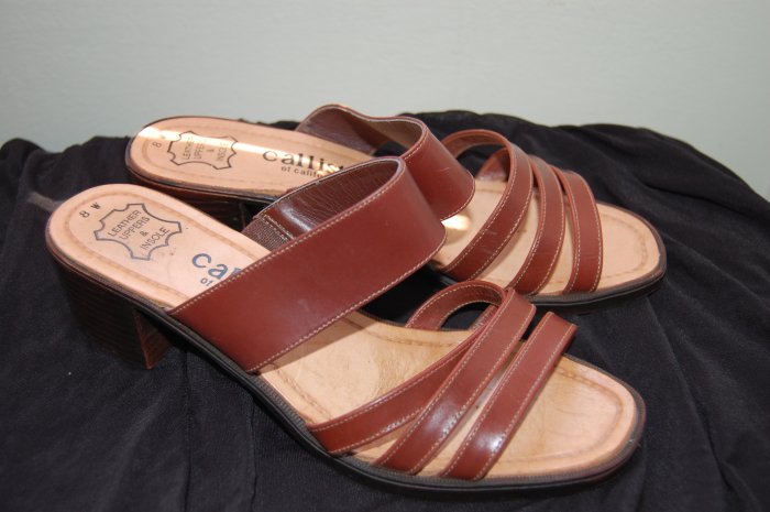 Callisto 8 W Womens Leather Brown Mules Sandals Heels Shoes