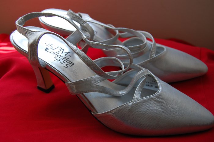 Vintage 80s Sz 10 Silver PM 925 High Heel Pumps Womens Shoes