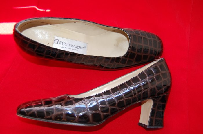 Vintage Etienne Aigner Brown Alligator Gator Pumps Sz 8 N Made N Spain Womens Shoes