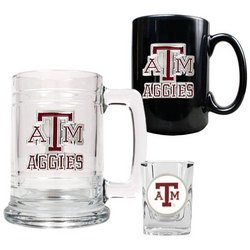 NCAA 15oz Tankard, 15oz Ceramic Mug & 2oz Shot Glass Set - Texas A&M