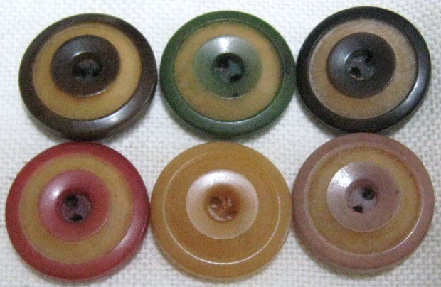 6 Vintage Stained Vegetable Ivory Whistle Button set