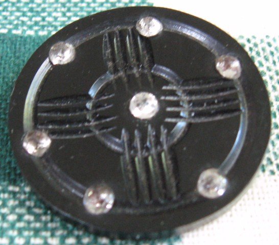 Big Carved Bakelite Rhinestone Button!