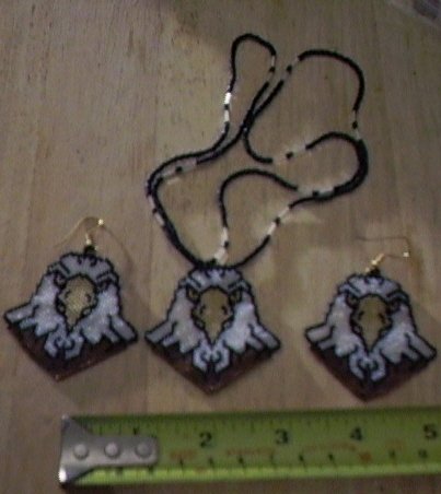 beaded eagle necklace and earrings set