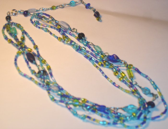 Summer beads necklace - Aqua and Blue