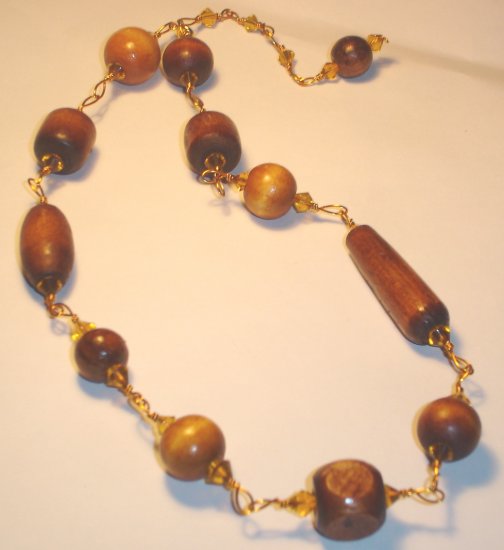 Wood beads necklace - Rust