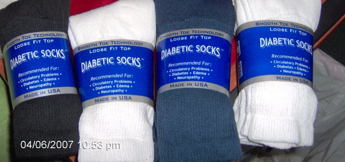 12 Pairs Diabetic Socks MEN 10-13 White, Black, Navy Blue Color - Crew Style.